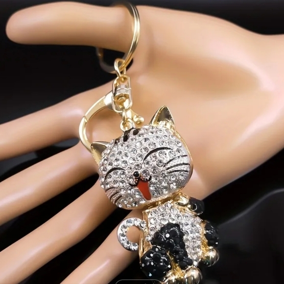 🆕️😻 RHINESTONE CAT BAG CHARM / KEY CHAIN😻 - Picture 8 of 10